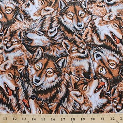 Cotton Wolves in The Wild Allover Wolf Wolves Animals Packed Cotto...