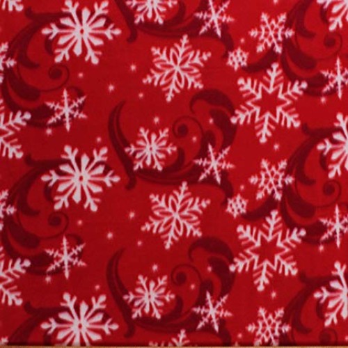 Fleece Snowflakes Snow Swirls on Red Winter Christmas Holiday Flee...