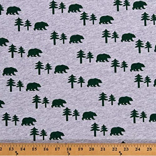 Fields Fabrics Knit Bears Pine Trees Silhouettes Northwoods Anima...