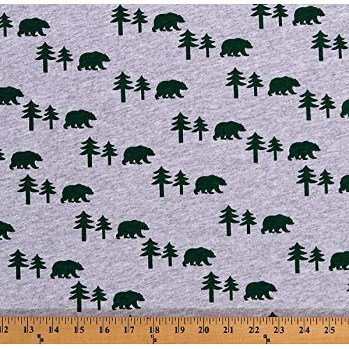 Fields Fabrics Knit Bears Pine Trees Silhouettes Northwoods Anima...