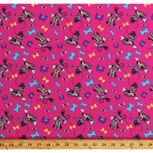 Fields Fabrics Knit Minnie Mouse Bows Minnies Best Bow Disney Ki...