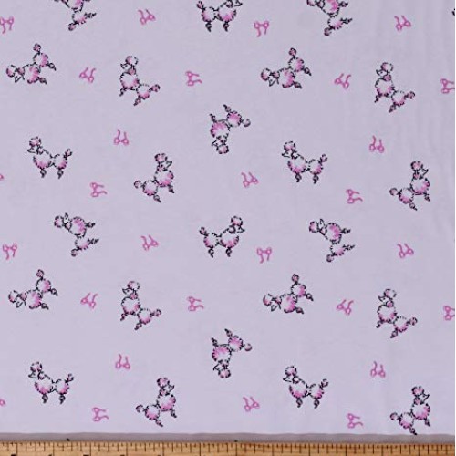 Fields Fabrics Knit Pink and Black Poodles Dogs and Bows on White ...