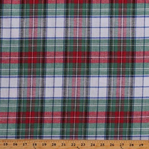 Flannel Plaid Green Red Blue White Festive Christmas Winter Holida...