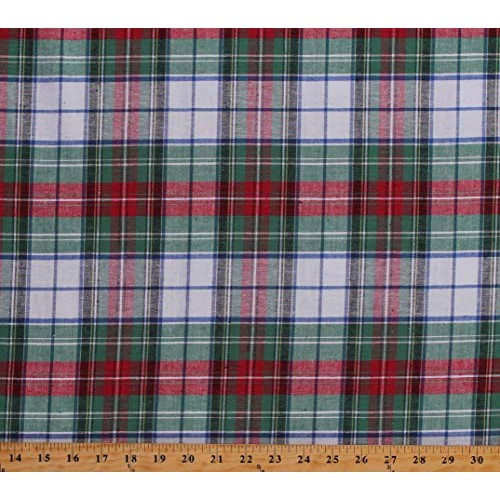 Flannel Plaid Green Red Blue White Festive Christmas Winter Holida...