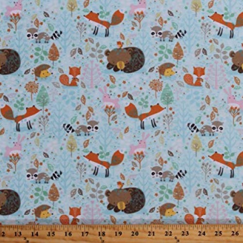 Flannel Woodland Creatures Cute Forest Animals Bears Foxes Raccoon...