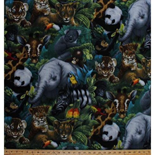 Fleece A Rare Occasion Baby Animals Jungle Safari Elephants Giraff...