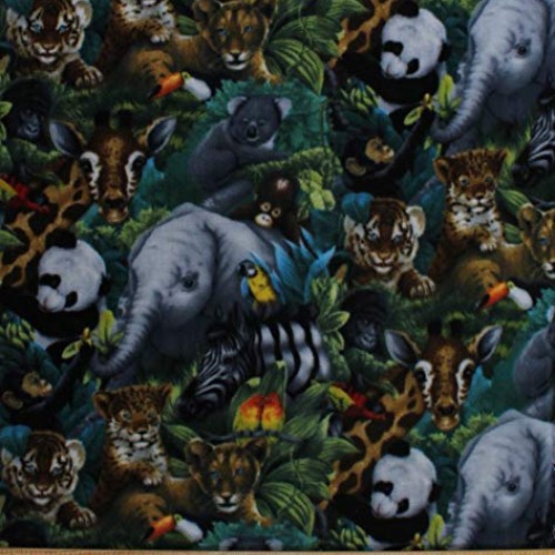 Fleece A Rare Occasion Baby Animals Jungle Safari Elephants Giraff...