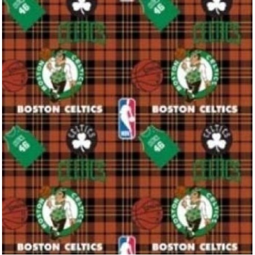 Fleece Boston Celtics Plaid NBA Basketball Sports Team Fleece Fabr...