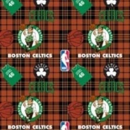 Fleece Boston Celtics Plaid NBA Basketball Sports Team Fleece Fabr...