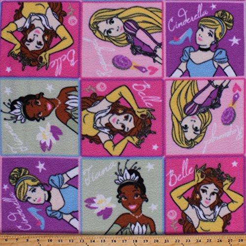 Fleece Disney Princesses Squares Cinderella Belle Rapunzel Tiana P...