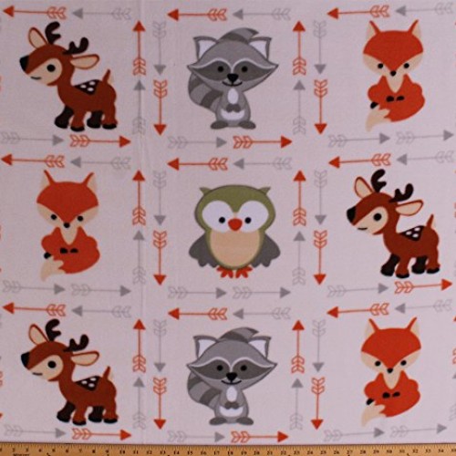 Fleece Foxes Raccoons Owls Deer Woodland Forest Animals Arrows Bud...
