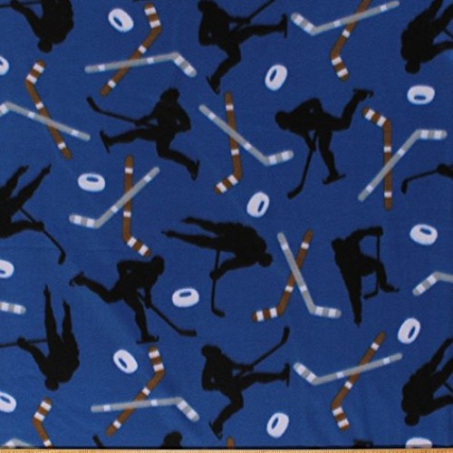 Fleece Hockey Players Hockey Sticks and Pucks on Blue Winter Sport...