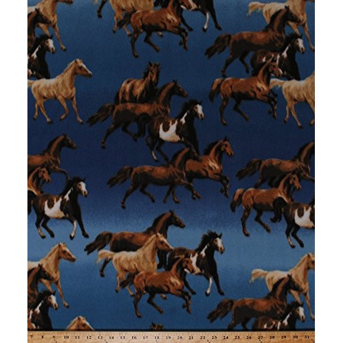 Fleece Horses Running Equestrian Cowboys Western Ranch Animals on ...
