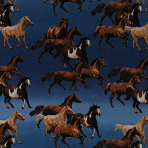 Fleece Horses Running Equestrian Cowboys Western Ranch Animals on ...