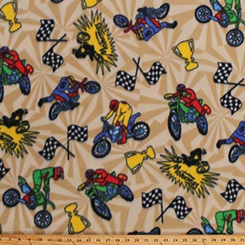Fleece Motocross Dirt Bikes Motorcycles Checkered Flags Trophy Rac...