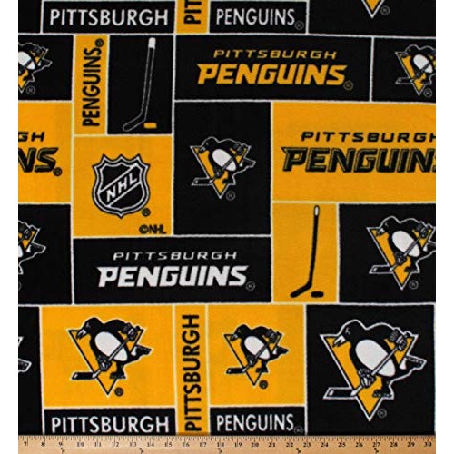 Fleece Pittsburgh Penguins NHL Hockey Sports Team Fleece Fabric Pr...