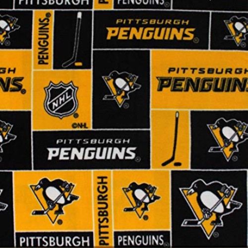 Fleece Pittsburgh Penguins NHL Hockey Sports Team Fleece Fabric Pr...