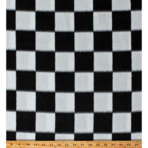 Fleece Racing Check Black and White Checks Checkered Squares Fleec...