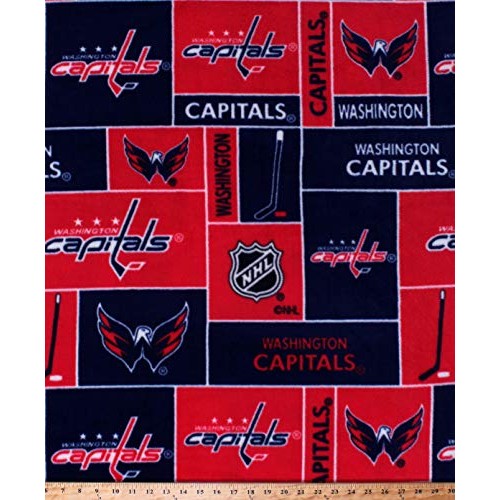 Fleece Washington Capitals NHL Hockey Sports Team Fleece Fabric Pr...
