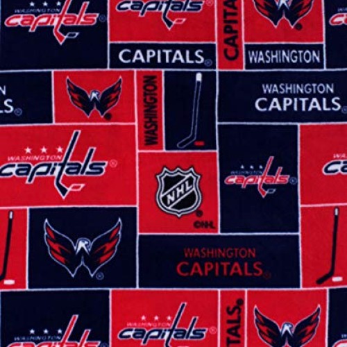 Fleece Washington Capitals NHL Hockey Sports Team Fleece Fabric Pr...