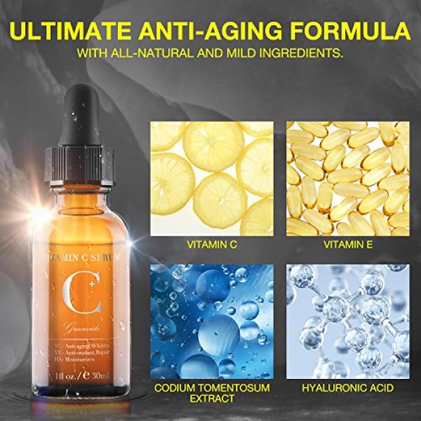 Vitamin C Serum with Hyaluronic Acid and Vit E,Anti Aging Face Ser...