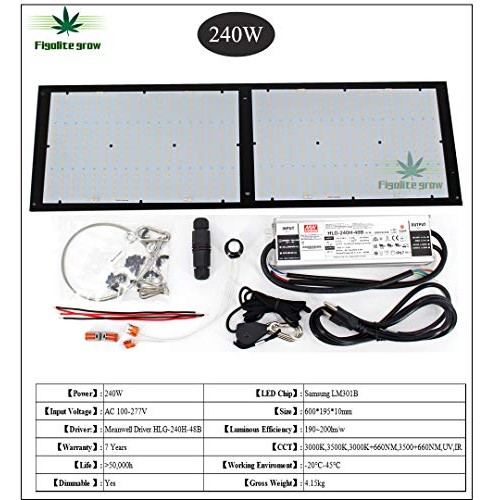 Figolite Grow Led Grow Light MeanWell HLG 240w Dimmable Full Spect...