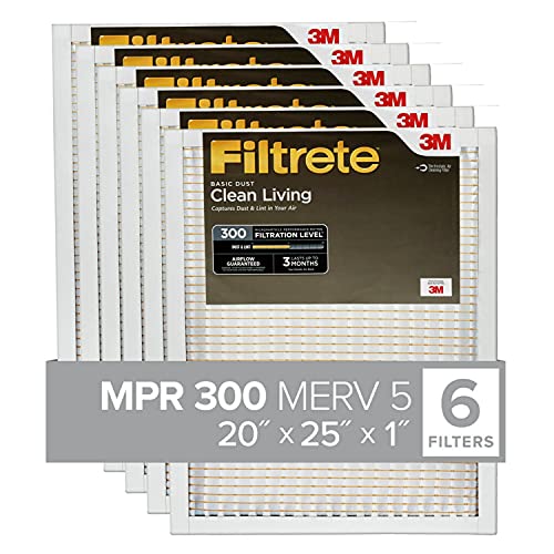 Filtrete 20x25x1 Air Filter, MPR 300, MERV 5, Clean Living Basic D...