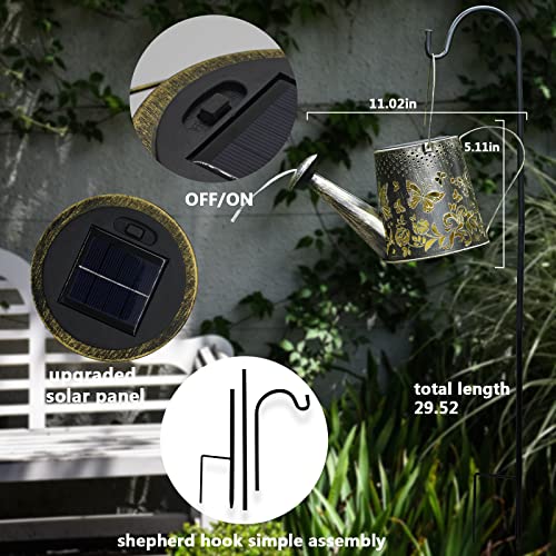 Watering Can with Lights, Solar Lights Outdoor Butterfly Art Garde...