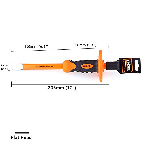 Finder 12-Inch Heavy Duty Flat Chisel With Hand Protection, Flat H...