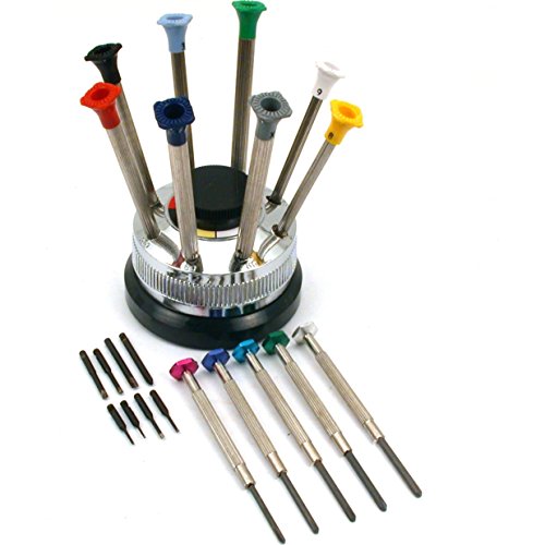 13 Watchmakers Screwdrivers Revolving Rotating Stand Repair Tool