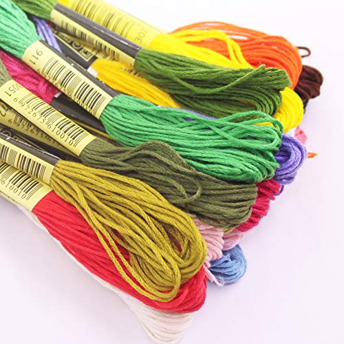 Set of 28, Needlework Fabric and Rainbow Color Embroidery Floss, f...