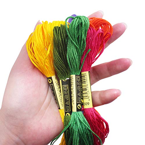 Set of 28, Needlework Fabric and Rainbow Color Embroidery Floss, f...