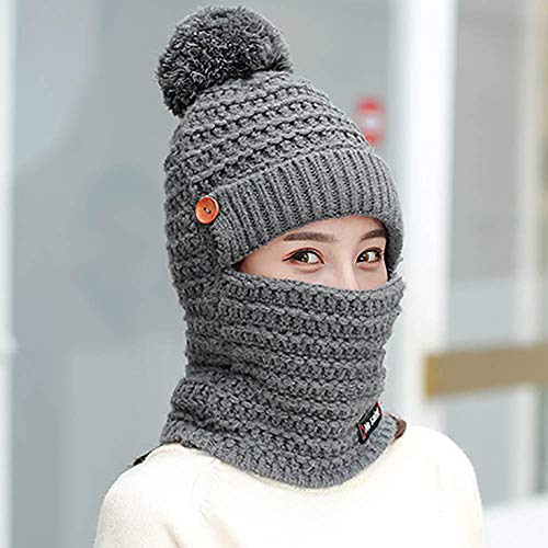 Fine Women Men Warm Knit Beanie Scarf Set Plush Hat Neckerchief Se...