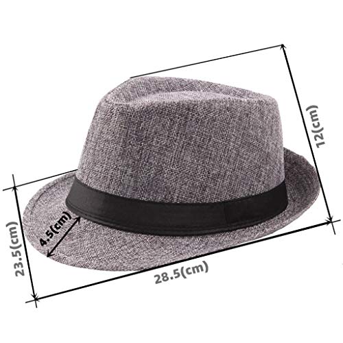 Jazz Hat Mens Breathable Linen Top Hat Outdoor Sun Hat Curly Brim...