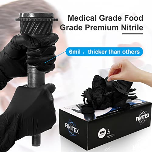 FINITEX Black Nitrile Disposable Medical Exam Gloves - Case of 100...