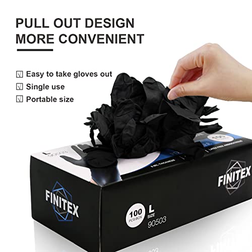 FINITEX Black Nitrile Disposable Medical Exam Gloves - Case of 100...