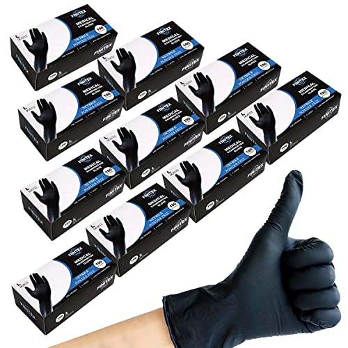 FINITEX Black Nitrile Disposable Medical Exam Gloves - Case of 100...