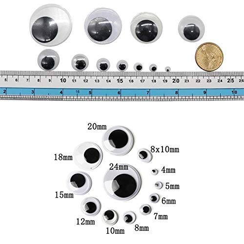 200pcs 25mm/1 inch Wiggle Googly Eyes with Self-Adhesive Round Bla...