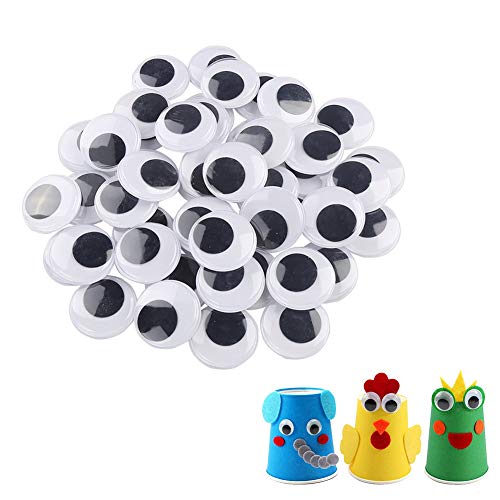200pcs 25mm/1 inch Wiggle Googly Eyes with Self-Adhesive Round Bla...