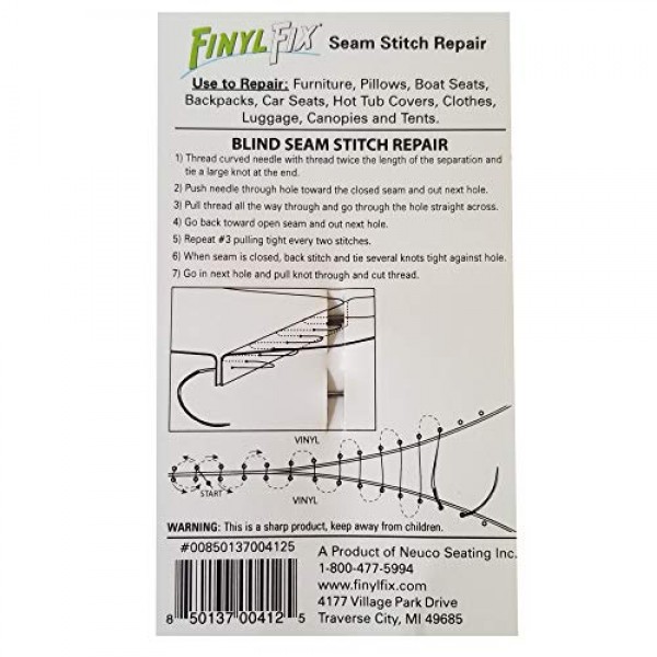 Finyl Fix Seam Stitch Repair Kit Fabric Leather ... and Heavy Canvas Vinyl 