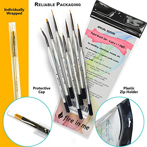 Miniature Paint Brush Set 6pcs + 1 Free - Best Find Detail Paint B...