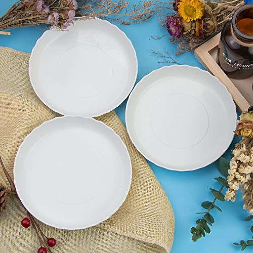 Fireboomoon 12 Pack Plastic White Round Wave Plant Saucer,Durable ...