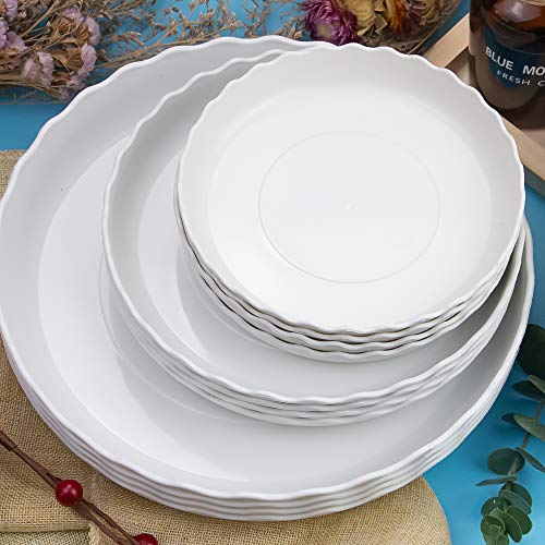 Fireboomoon 12 Pack Plastic White Round Wave Plant Saucer,Durable ...