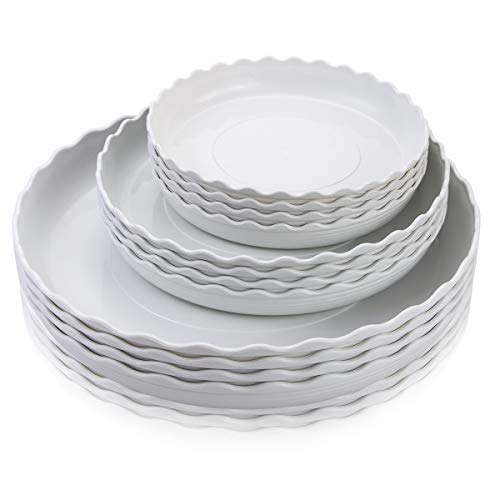Fireboomoon 12 Pack Plastic White Round Wave Plant Saucer,Durable ...