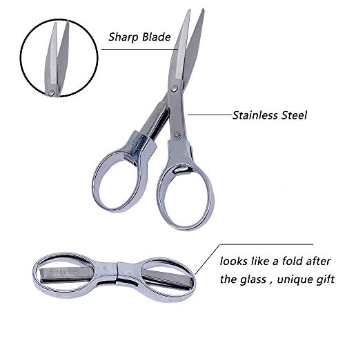 2Pcs Folding Scissors, Portable Mini Scissors, Stainless Steel Tel...
