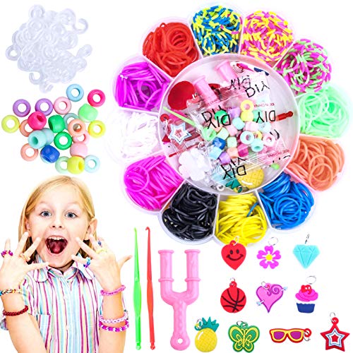 Fishdown 12 Color Loom Rainbow Rubber Bands Kit Bracelet Making Ru...