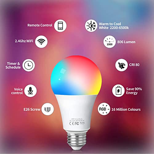 Fitop Smart Bulbs, WiFi LED Smart Light Bulb, RGBCW Color Changing...