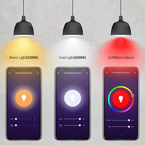 Fitop Smart Bulbs, WiFi LED Smart Light Bulb, RGBCW Color Changing...