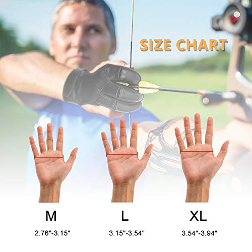 FitsT4 Leather Archery Gloves Three Finger Hand Guard Protective G...