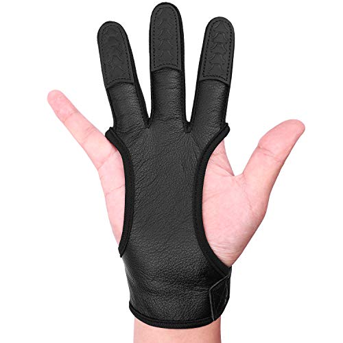 FitsT4 Leather Archery Gloves Three Finger Hand Guard Protective G...
